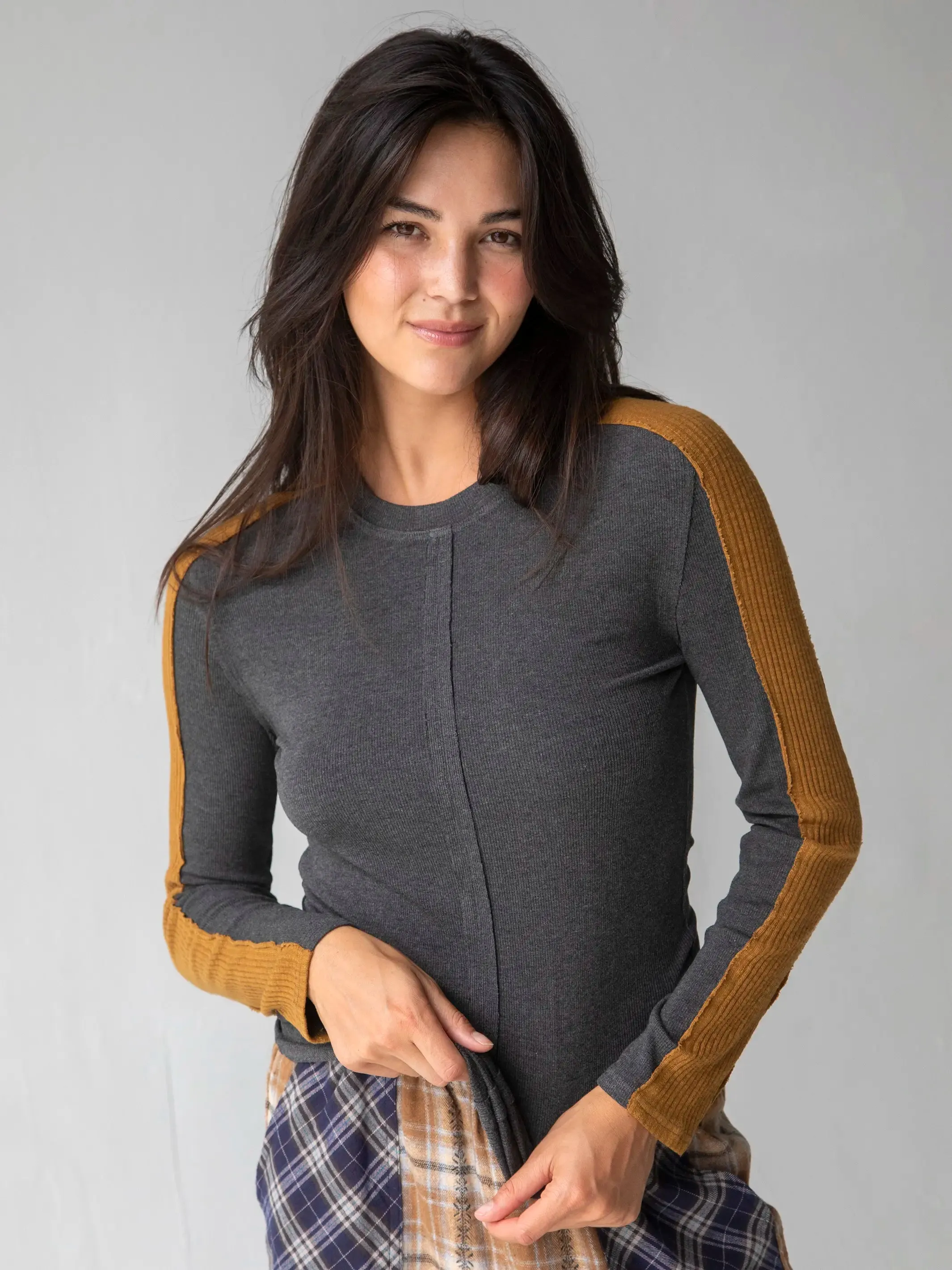 Austin Ribbed Knit Top - Charcoal sold by NATURAL LIFE product image thumbnail 2