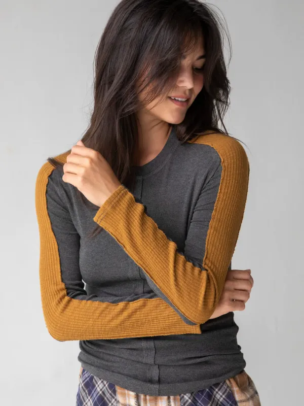Austin Ribbed Knit Top - Charcoal sold by NATURAL LIFE