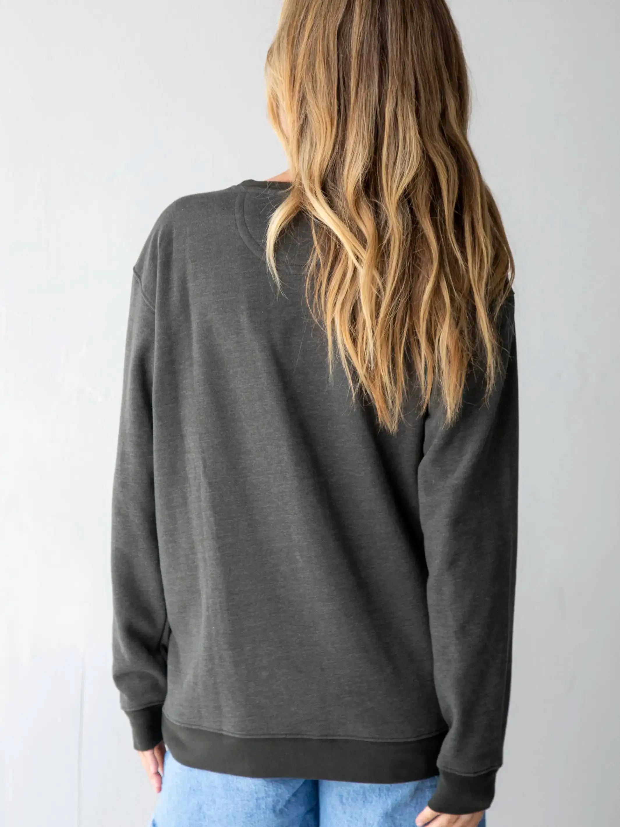 Comfy Pocket Sweatshirt - Folk Flowers Charcoal sold by NATURAL LIFE product image thumbnail 2