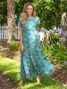 Berkley Maxi Dress - Blue Pink Floral Vines sold by NATURAL LIFE