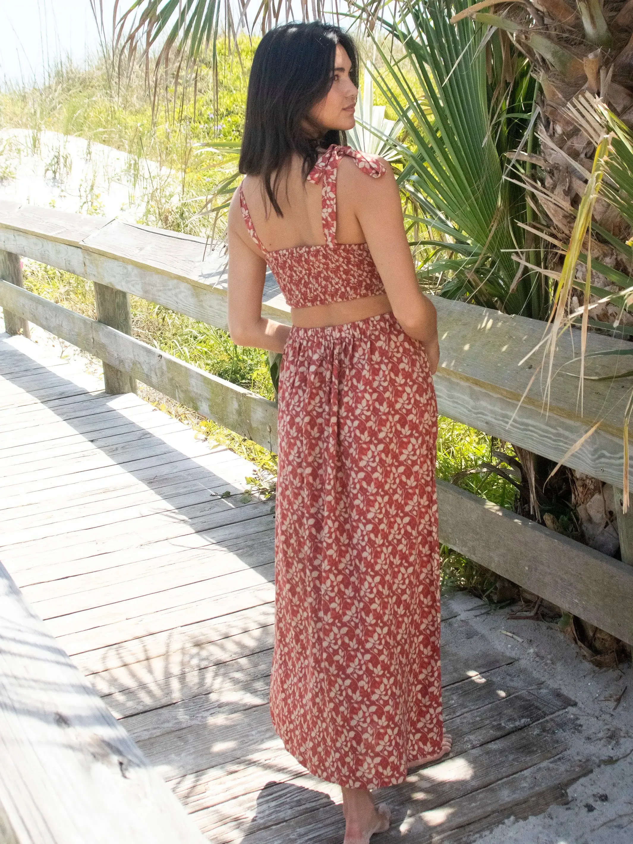 Courtney Maxi Dress - Rust Cream Leaf Vines sold by NATURAL LIFE product image thumbnail 4