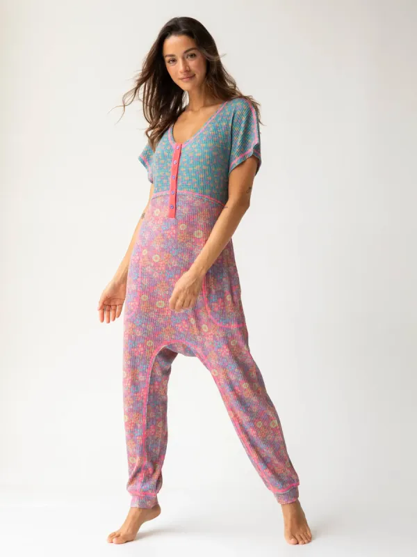 Mix & Match Jumpsuit - Turquoise Hot Purple Mixed Floral sold by NATURAL LIFE