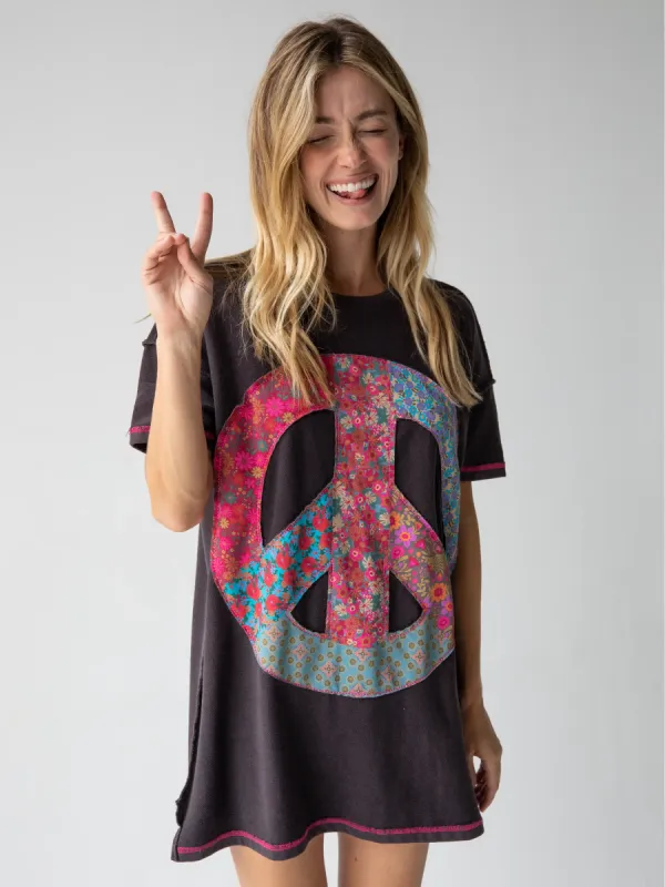 Applique Mini Sweatshirt Dress - Charcoal sold by NATURAL LIFE