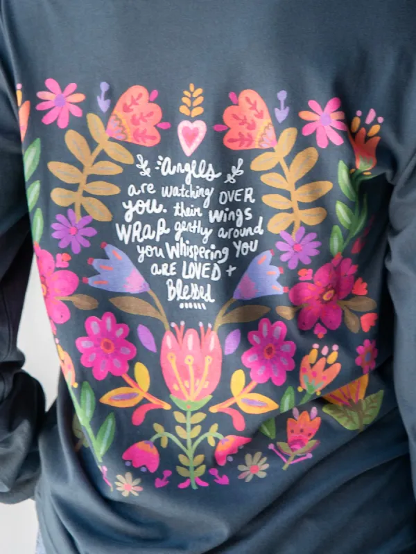 Long Sleeve Cotton Comfy Tee Shirt - Angels Watching sold by NATURAL LIFE