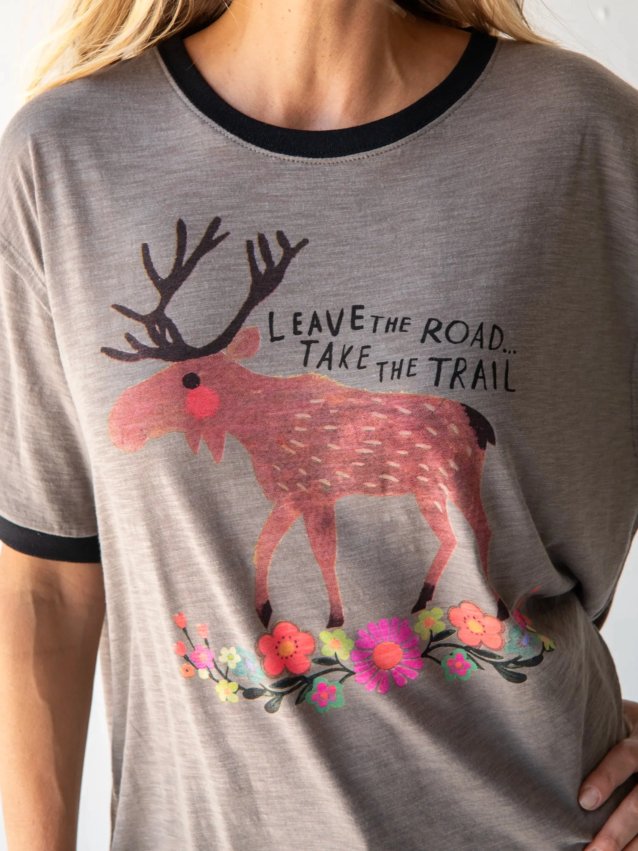 Ringer Oversized Tee Shirt - Take The Trail sold by NATURAL LIFE