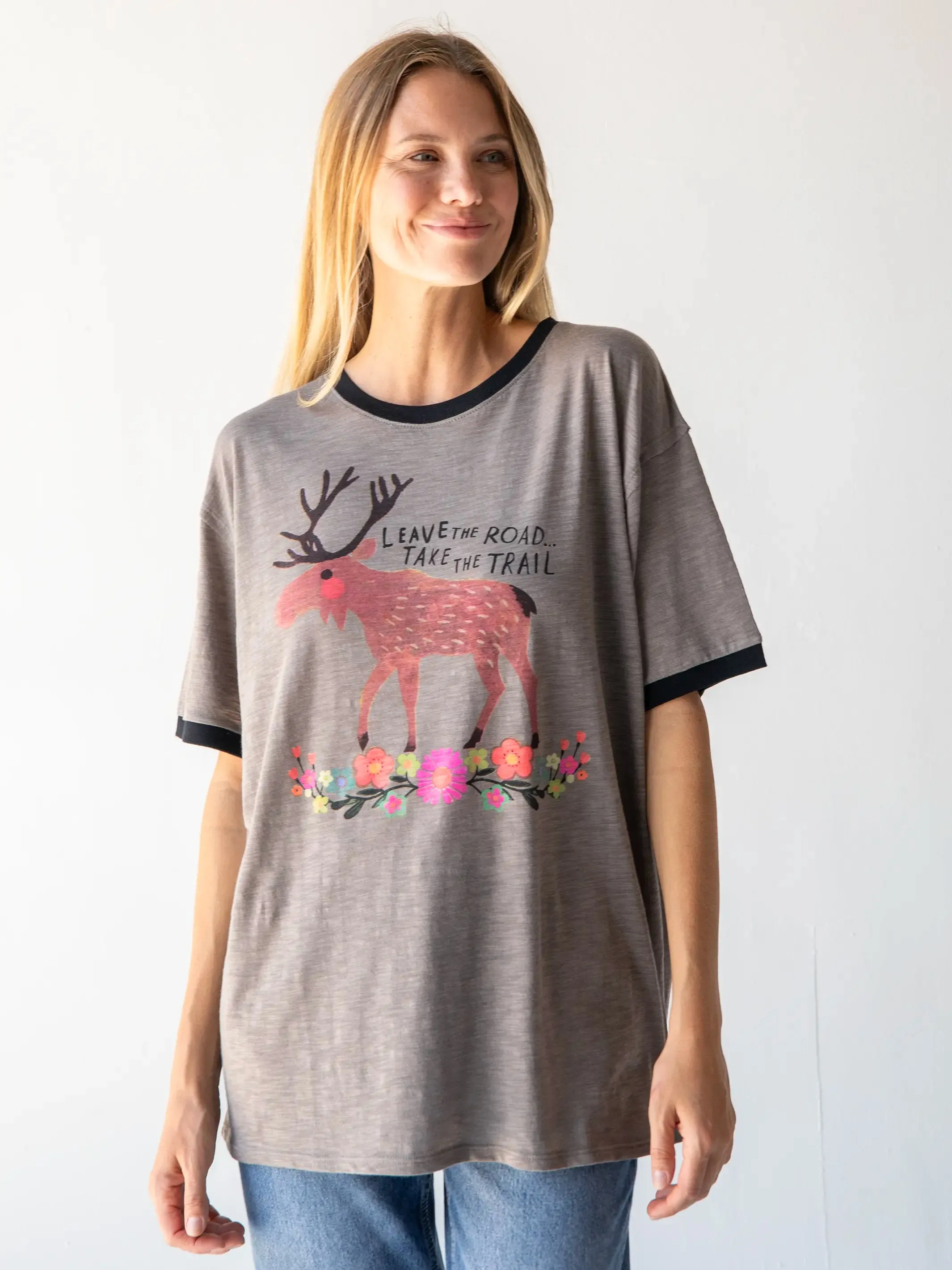 Ringer Oversized Tee Shirt - Take The Trail sold by NATURAL LIFE product image thumbnail 2