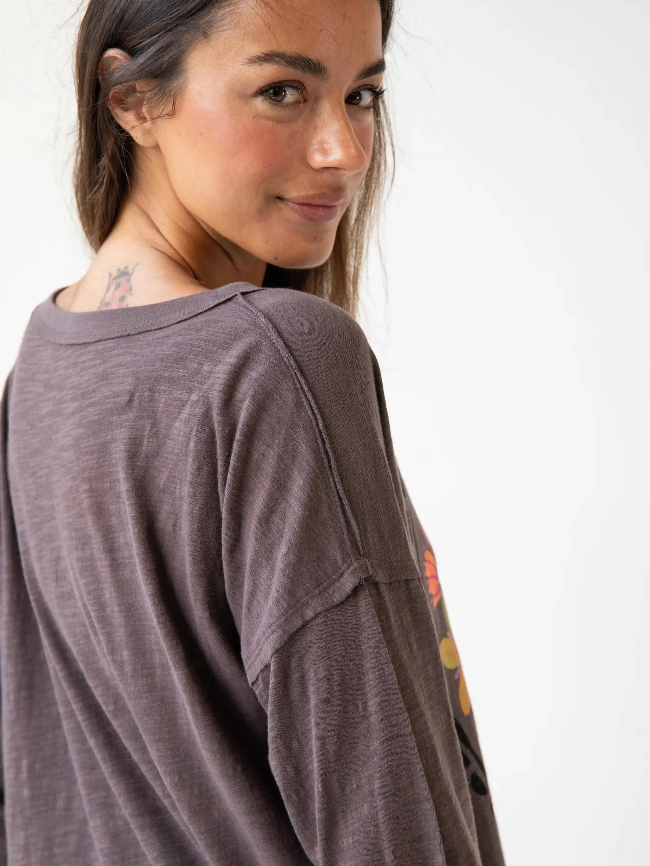 Arden Long Sleeve Cotton Tee Shirt - Espresso Heart sold by NATURAL LIFE product image thumbnail 2