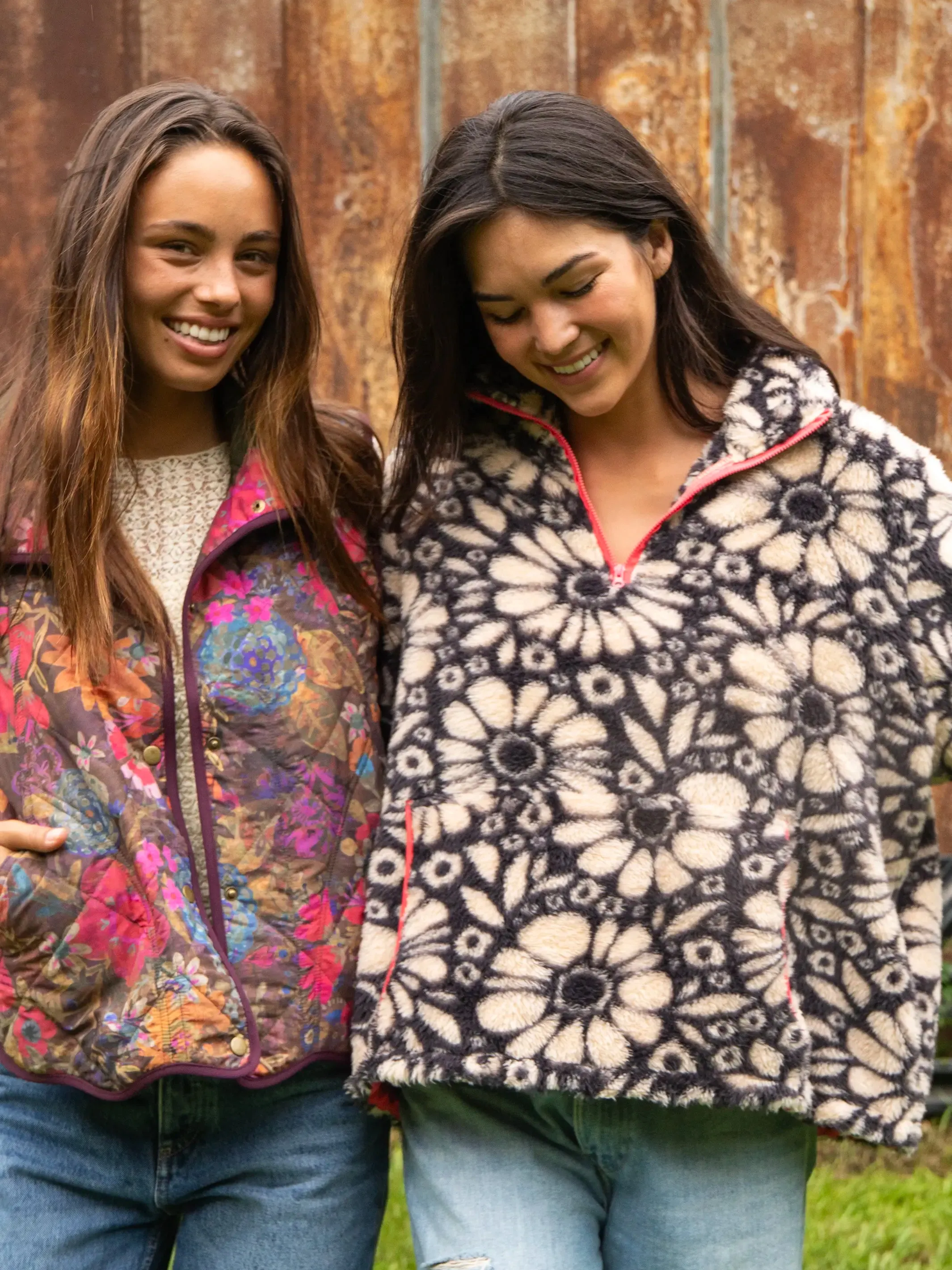 Coziest Quarter Zip Pullover Sweatshirt - Black White Daisies sold by NATURAL LIFE product image thumbnail 4