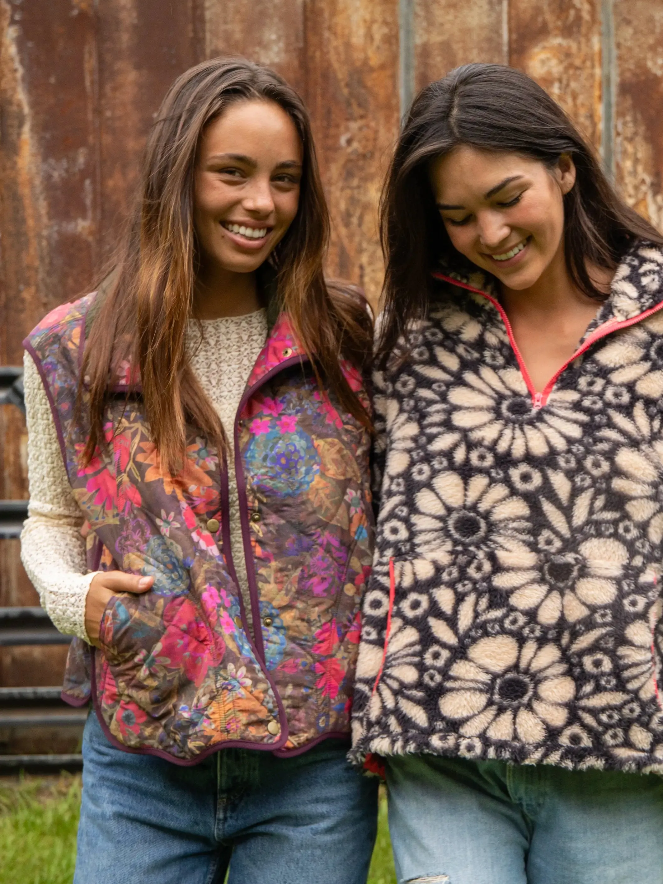 Quilted Puffer Vest - Dark Floral Garden Brown sold by NATURAL LIFE product image thumbnail 4