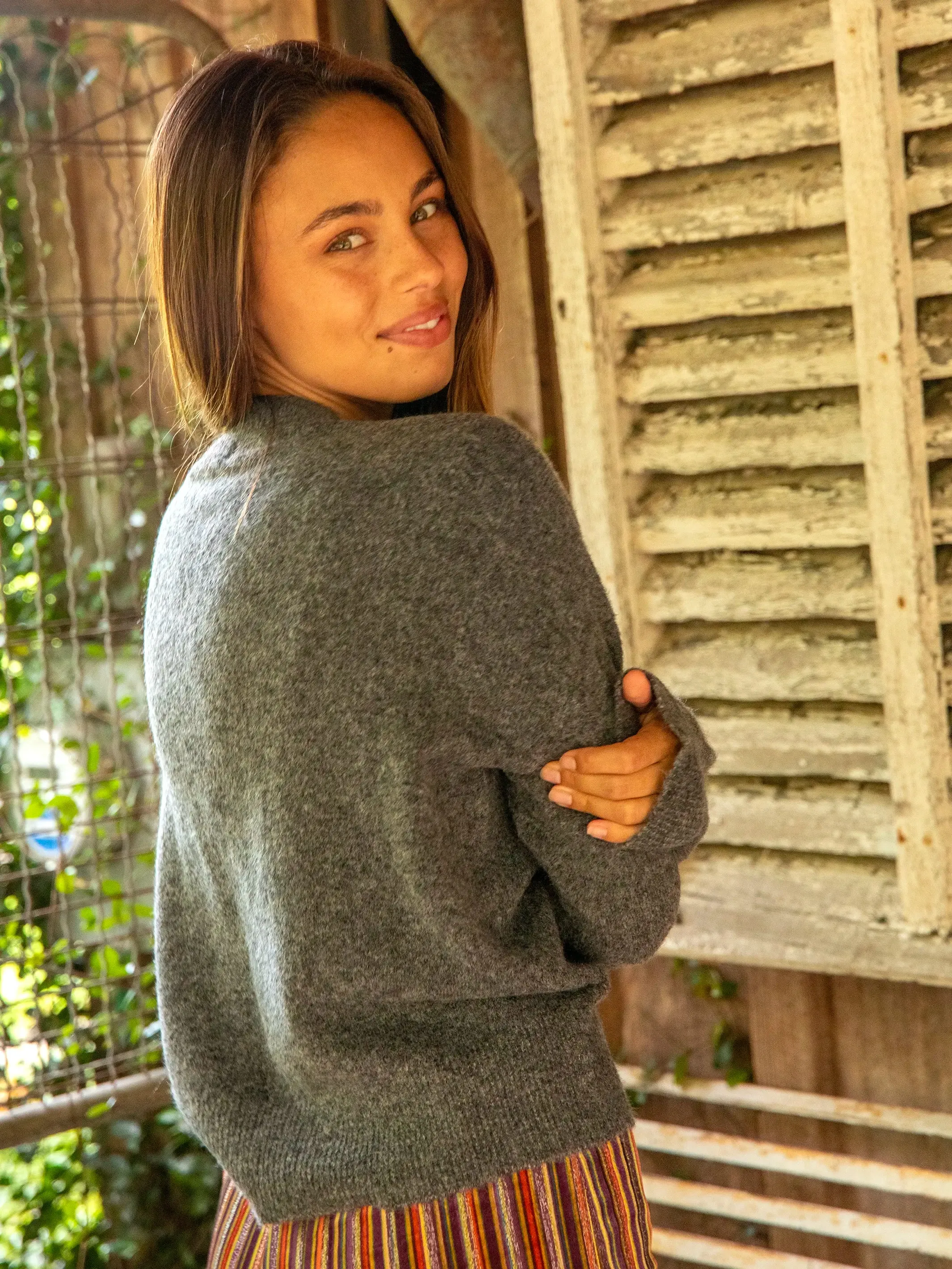 Intarsia Icon Sweater - Charcoal Grey Folk Flower sold by NATURAL LIFE product image thumbnail 3
