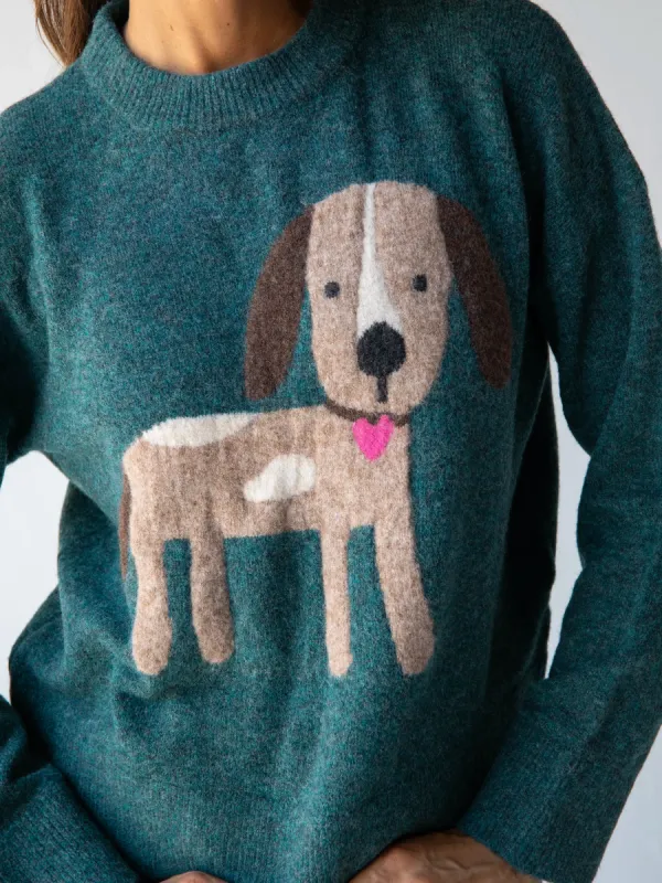 Everyone's Favorite Sweater - Dark Teal Dog sold by NATURAL LIFE