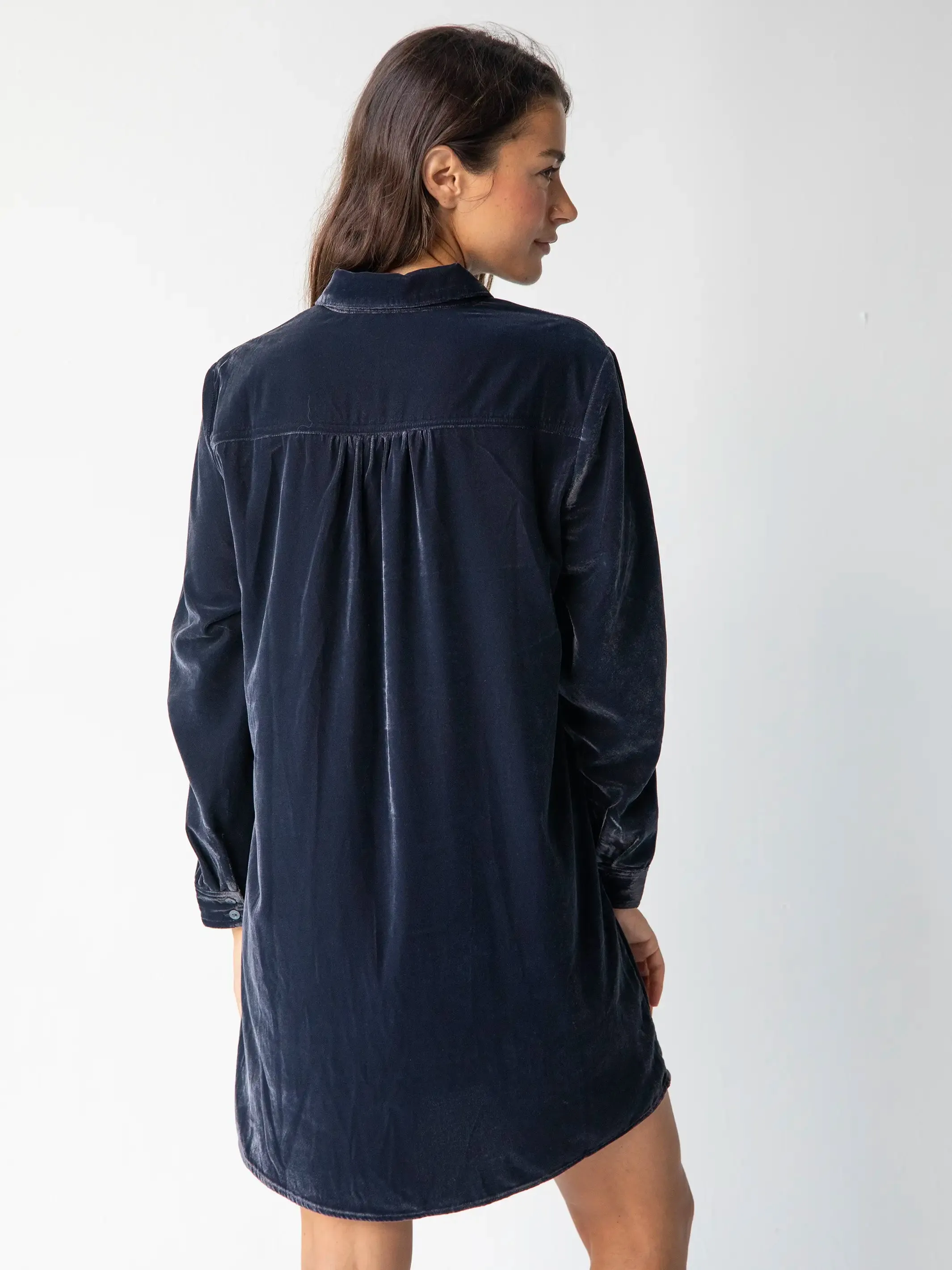 Rocky Velvet Shirt Dress - Slate Grey sold by NATURAL LIFE product image thumbnail 2