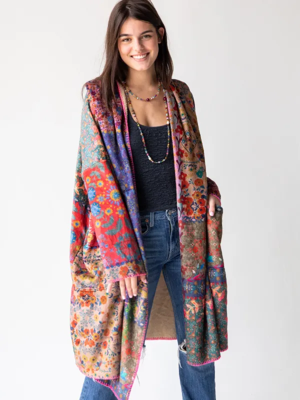 Long Cozy Blanket Kimono - Vintage Patchwork sold by NATURAL LIFE