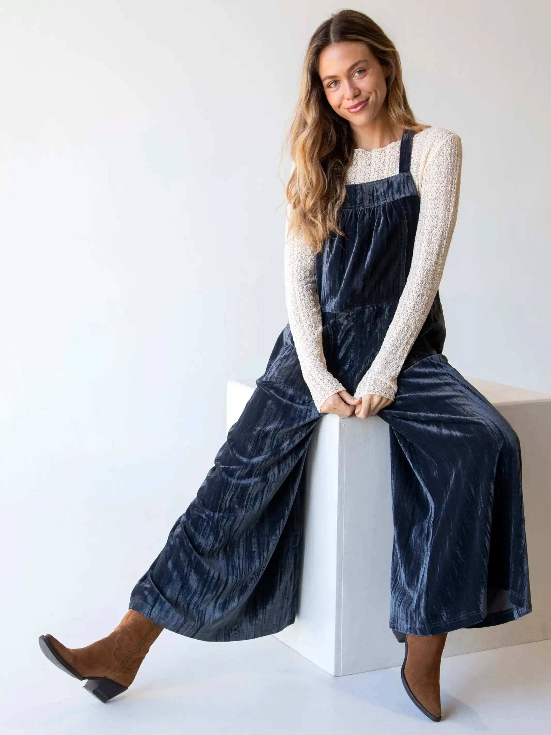 Velvet Dakota Tie Overall - Charcoal sold by NATURAL LIFE product image thumbnail 2