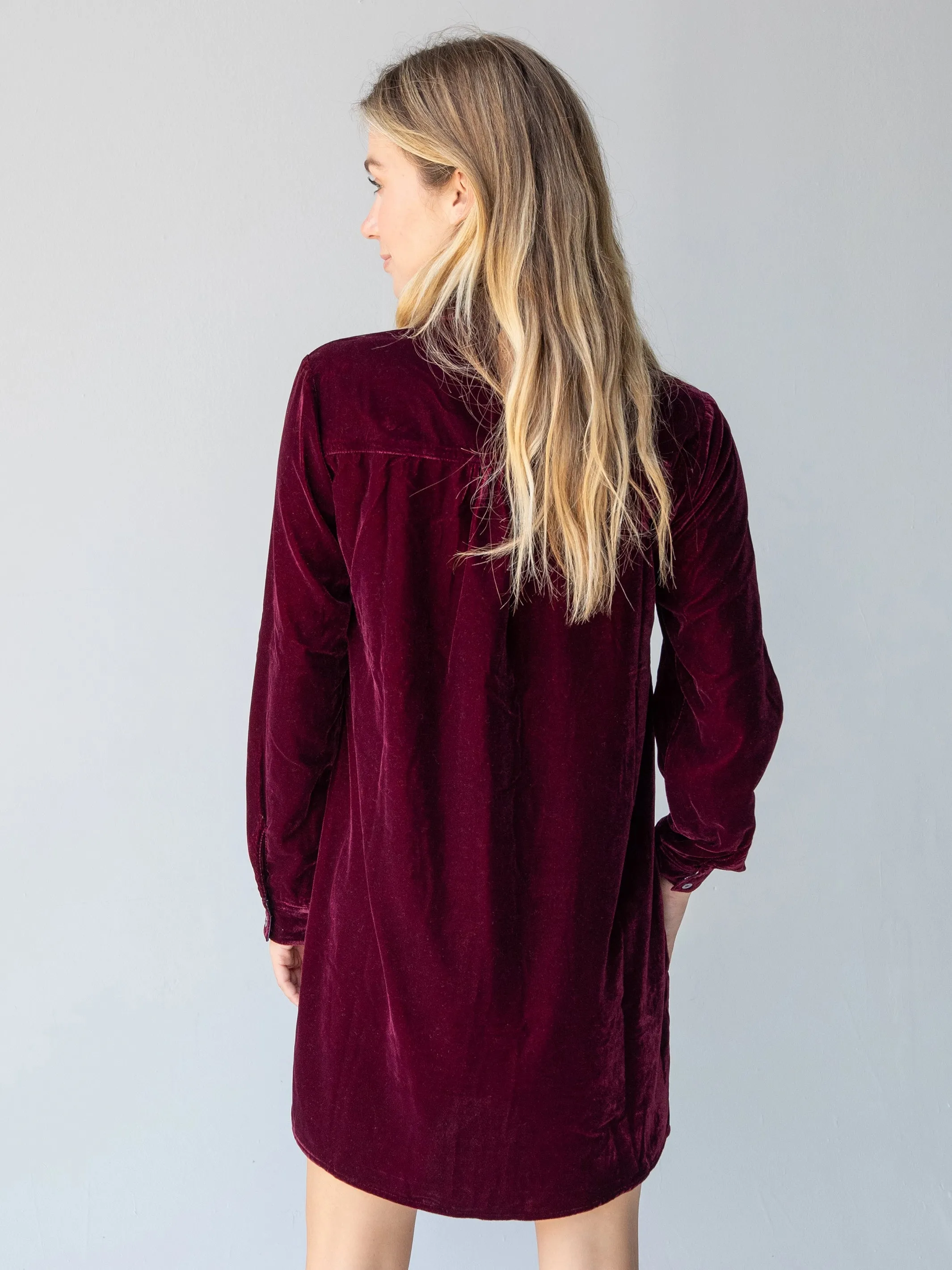 Rocky Velvet Shirt Dress - Cranberry sold by NATURAL LIFE product image thumbnail 2