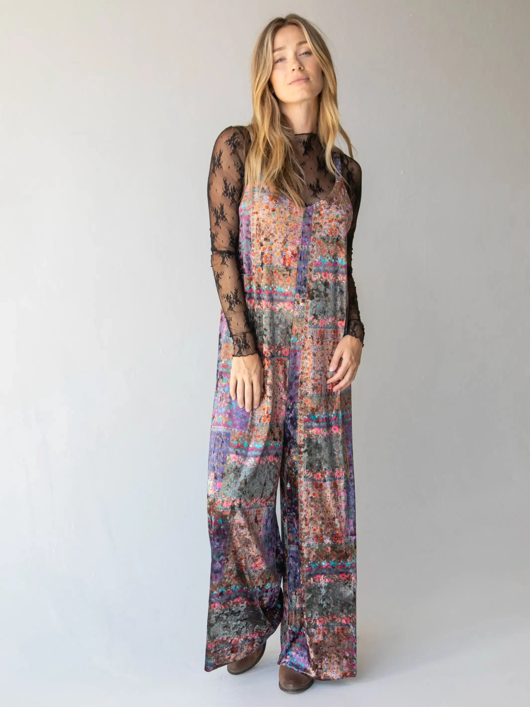 Josie Velvet Jumpsuit - Vintage Patchwork sold by NATURAL LIFE product image thumbnail 2