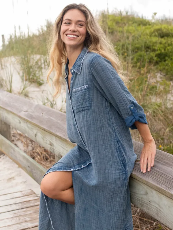 Lola Cotton Maxi Shirt Dress - Denim sold by NATURAL LIFE