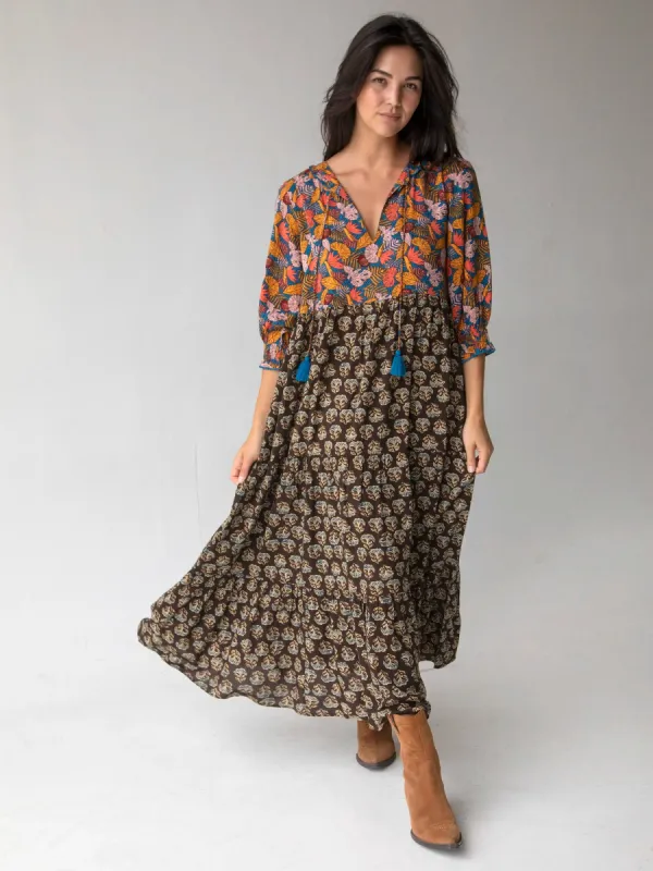 Nova Maxi Dress - Orange Brown Mix Floral sold by NATURAL LIFE