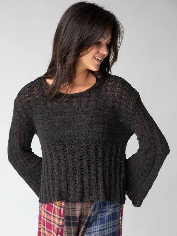 Monterey Tape Yarn Sweater - Washed Black sold by NATURAL LIFE