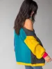 Oversized Color Block Cardigan Sweater - Multicolored sold by NATURAL LIFE
