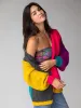 Oversized Color Block Cardigan Sweater - Multicolored sold by NATURAL LIFE