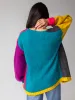Oversized Color Block Cardigan Sweater - Multicolored sold by NATURAL LIFE