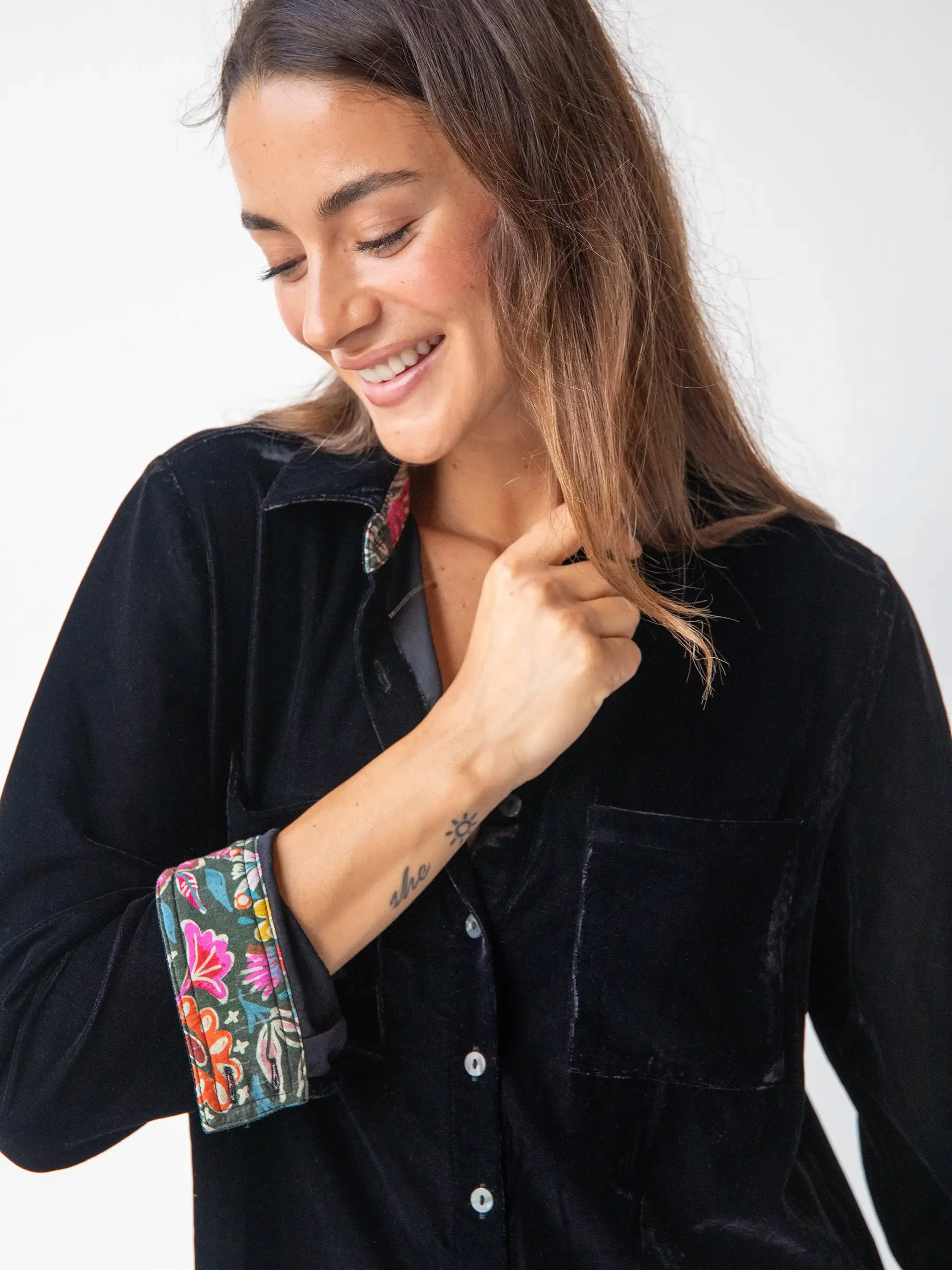 Rocky Velvet Button Down - Black sold by NATURAL LIFE product image thumbnail 2