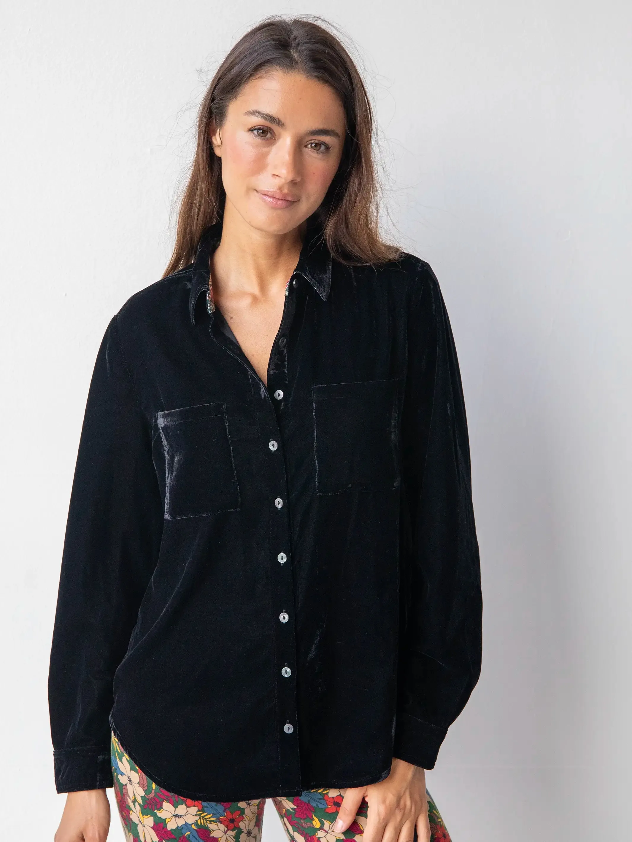 Rocky Velvet Button Down - Black sold by NATURAL LIFE