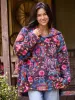 Oversized Blanket Hoodie - Black Printed Folk Circles sold by NATURAL LIFE