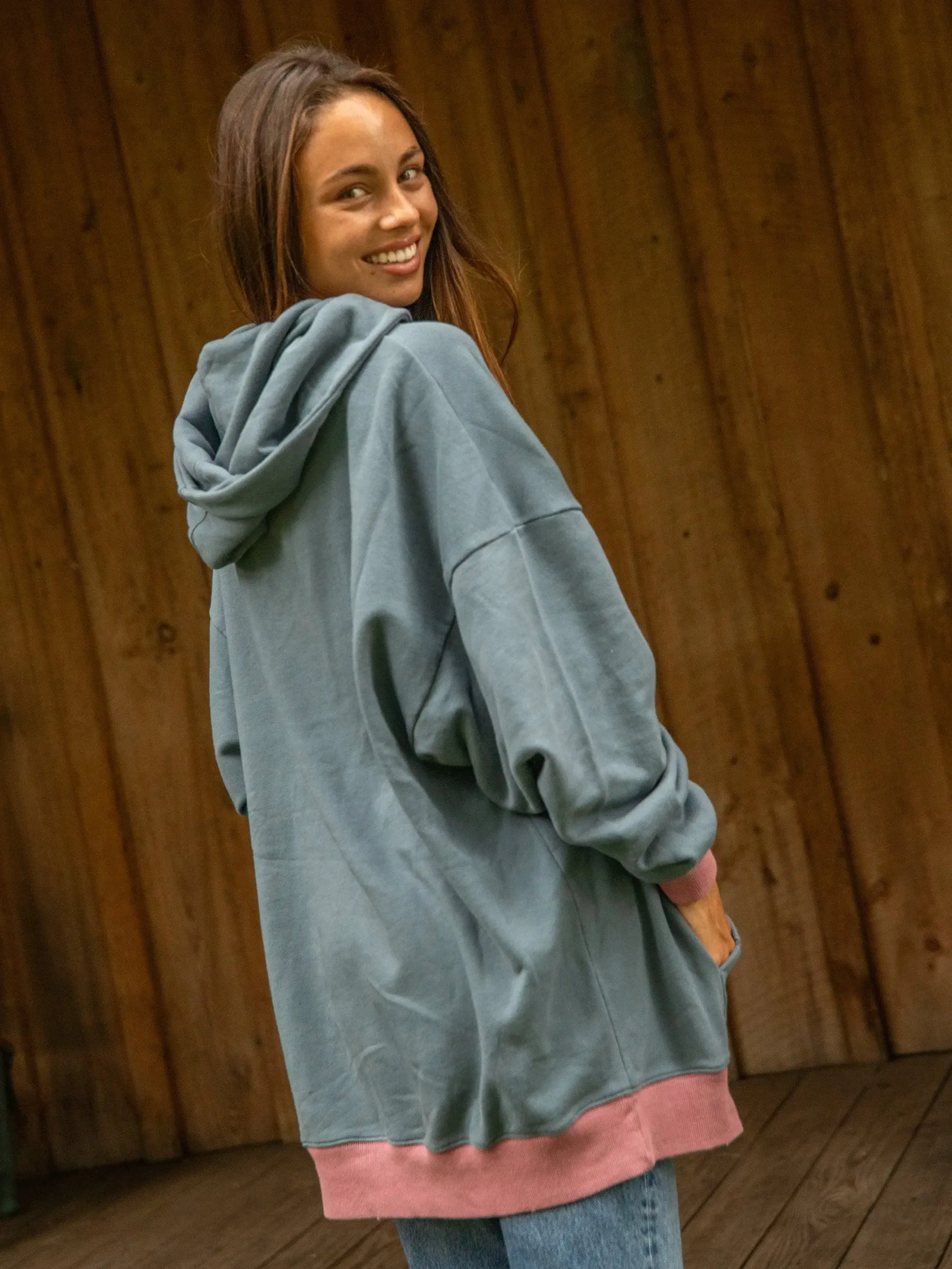 Oversized Graphic Sweatshirt - Washed Navy Folk Flower sold by NATURAL LIFE product image thumbnail 3