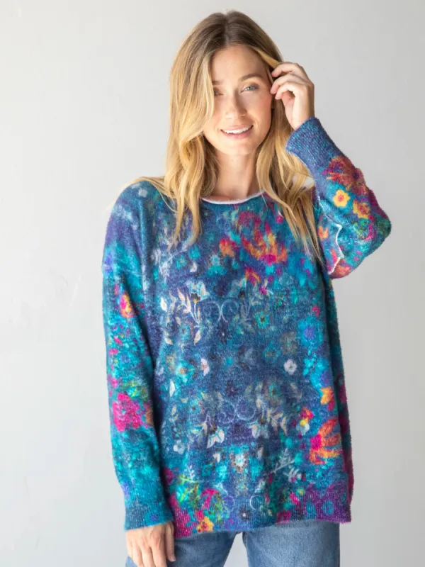 Cashmere-like Pullover Sweater - Indigo Borders sold by NATURAL LIFE