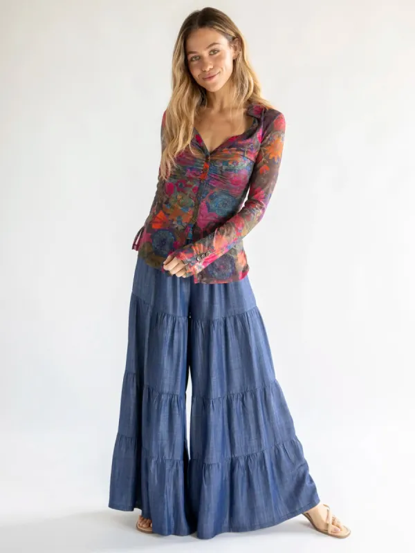 Patti Palazzo Pant - Denim Blue Cotton sold by NATURAL LIFE