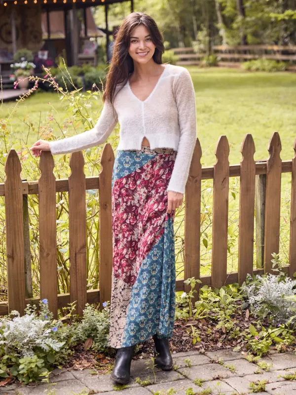 Come Together Maxi Skirt - Plum Turquoise Mixed Floral sold by NATURAL LIFE