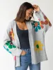 Lexie Intarsia Cardigan Sweater - Light Grey Daisy sold by NATURAL LIFE