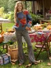 Joplin Velvet Flare Pant - Blue Tan Ribbons sold by NATURAL LIFE