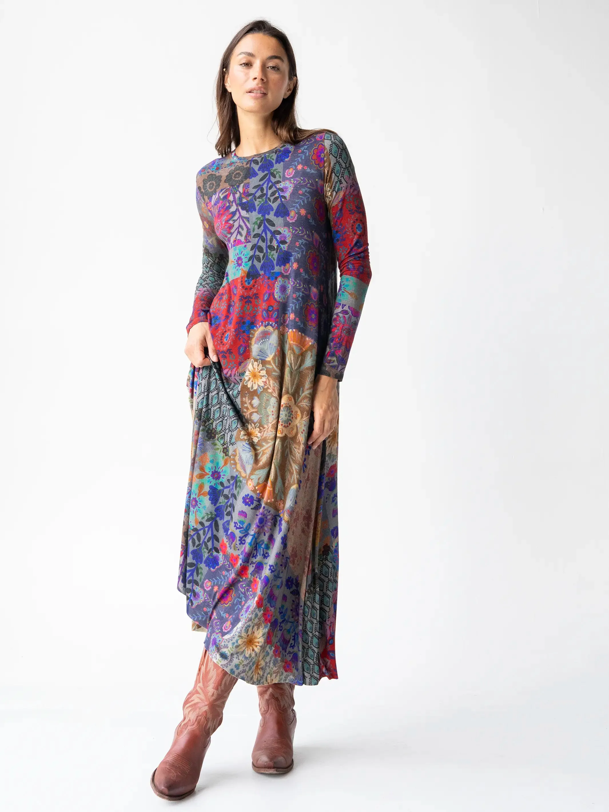 Stevie Knit Maxi Dress - Blue Patchwork sold by NATURAL LIFE product image thumbnail 2