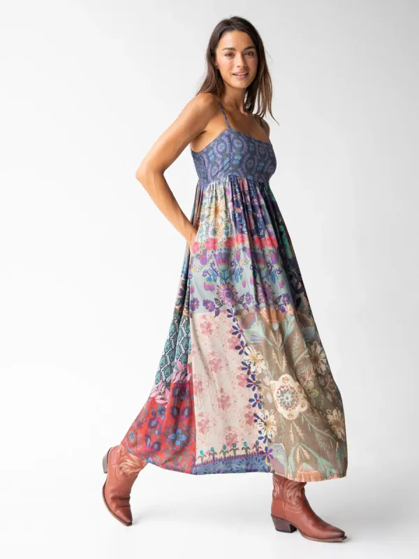 Bailey Maxi Dress - Blue Patchwork made by NATURAL LIFE