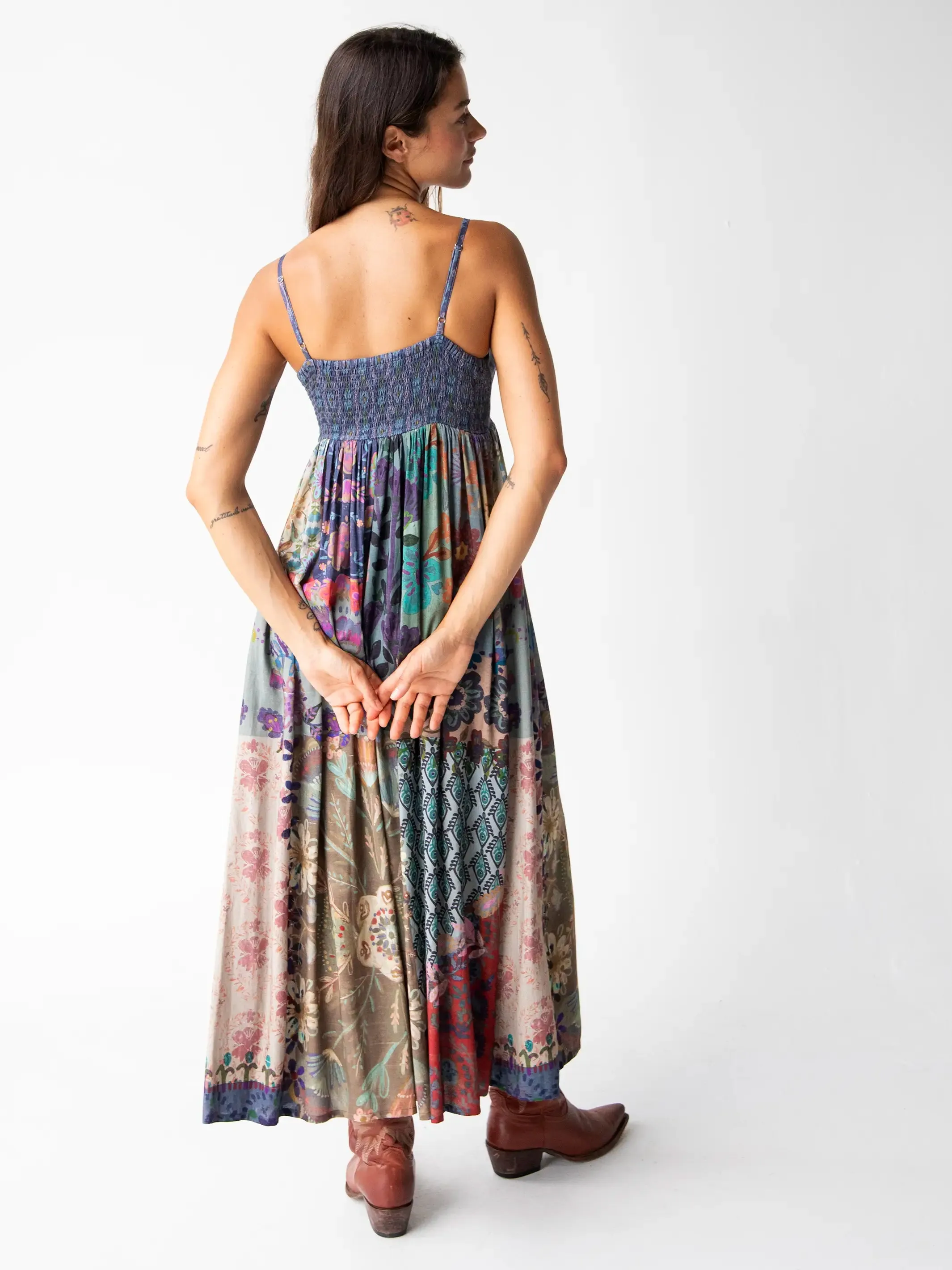 Bailey Maxi Dress - Blue Patchwork sold by NATURAL LIFE product image thumbnail 4