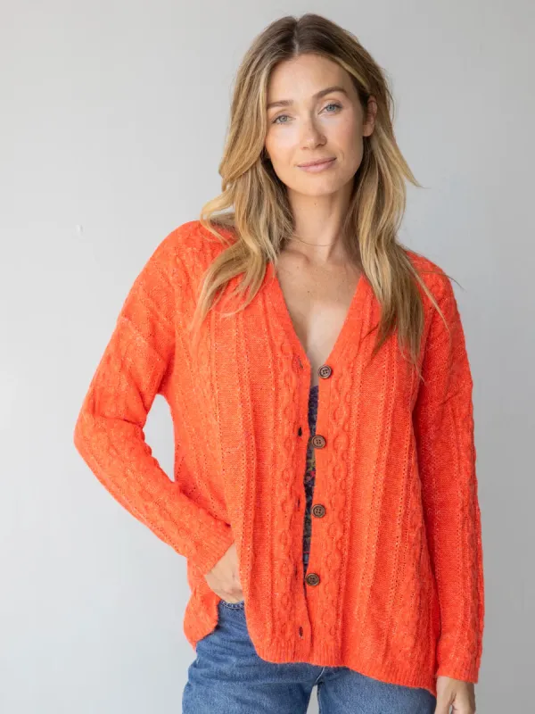So Soft Grandpa Cardigan - Orange Crush sold by NATURAL LIFE