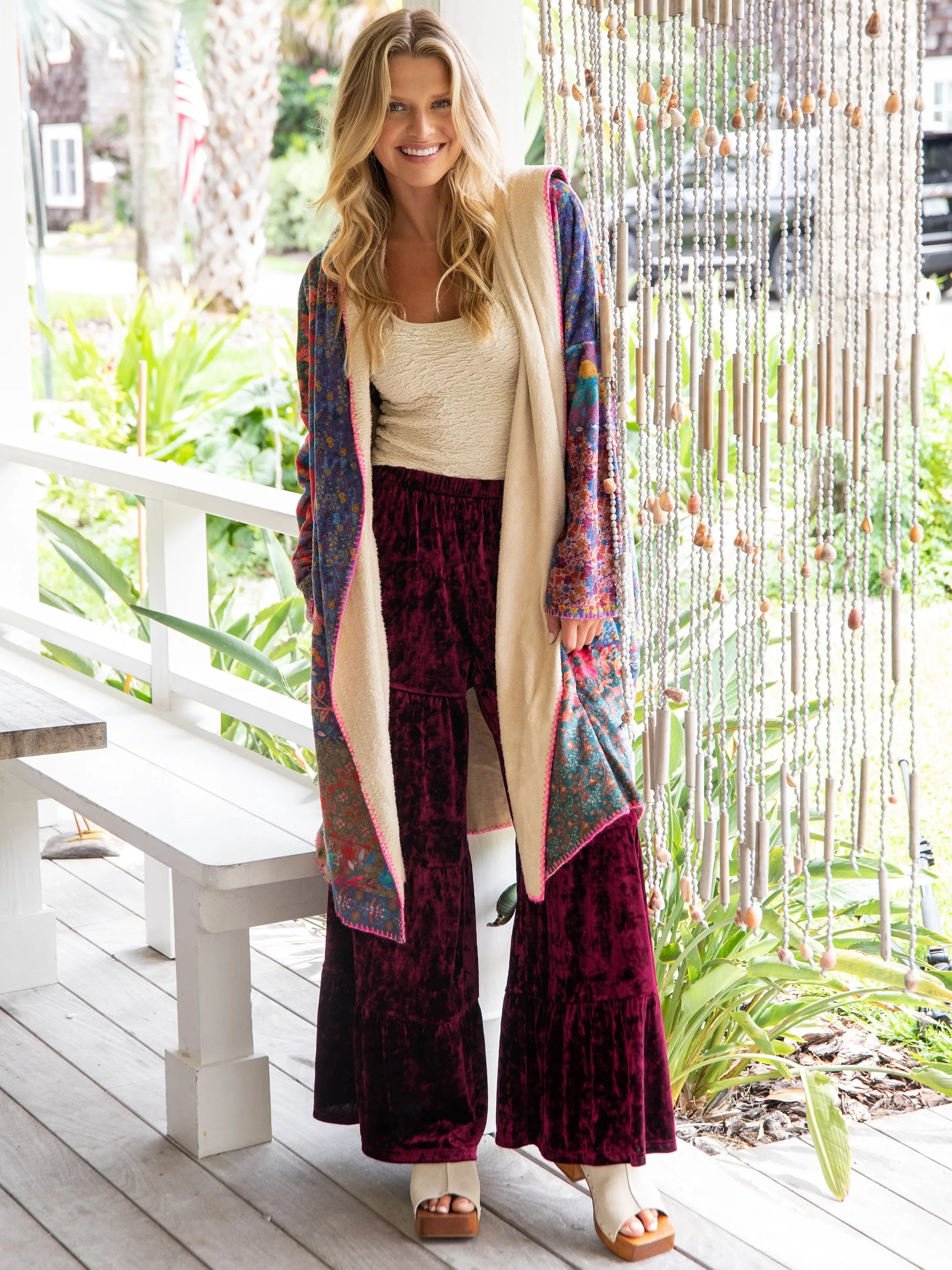 Cozy Blanket Kimono - Vintage Patchwork Long Length sold by NATURAL LIFE product image thumbnail 2