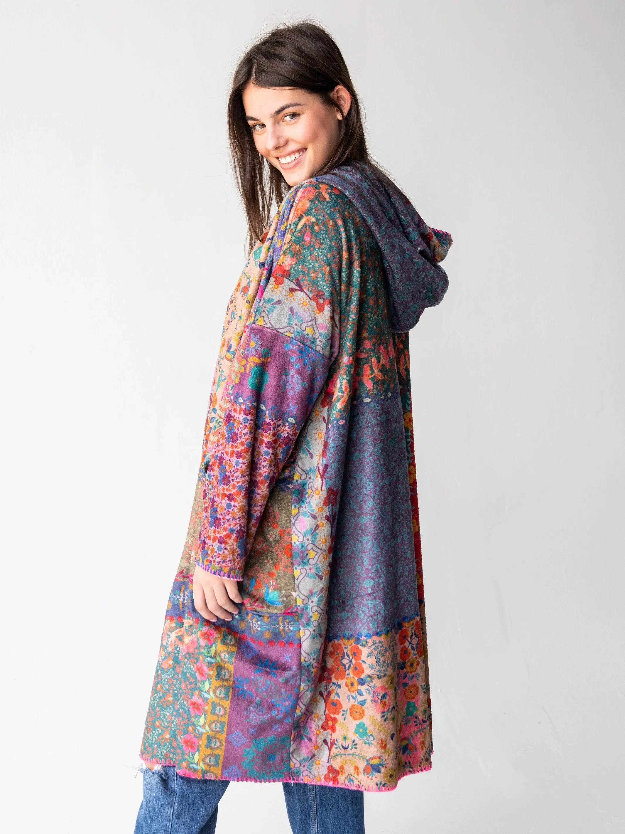 Cozy Blanket Kimono - Vintage Patchwork Long Length sold by NATURAL LIFE product image thumbnail 3
