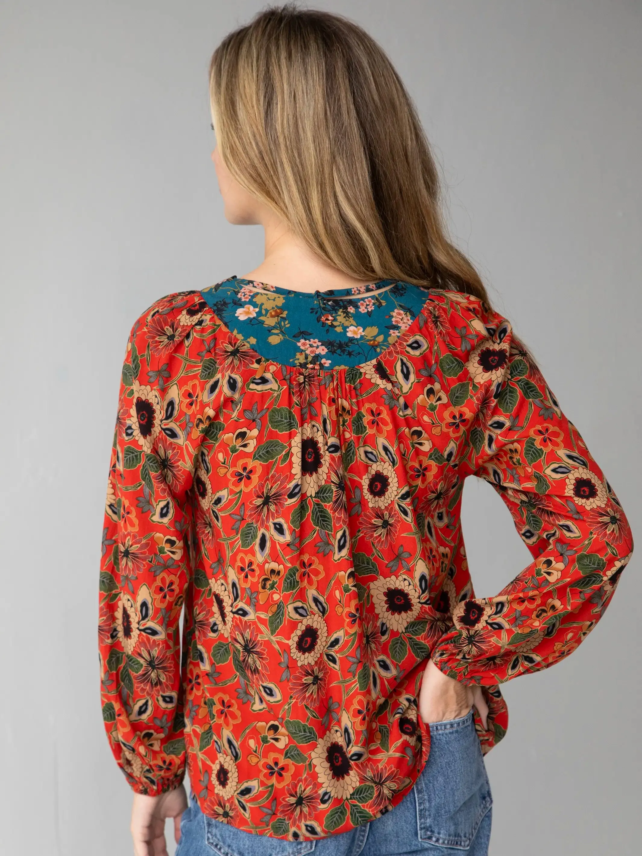 Rowan Top - Teal Orange Mixed Floral sold by NATURAL LIFE product image thumbnail 2