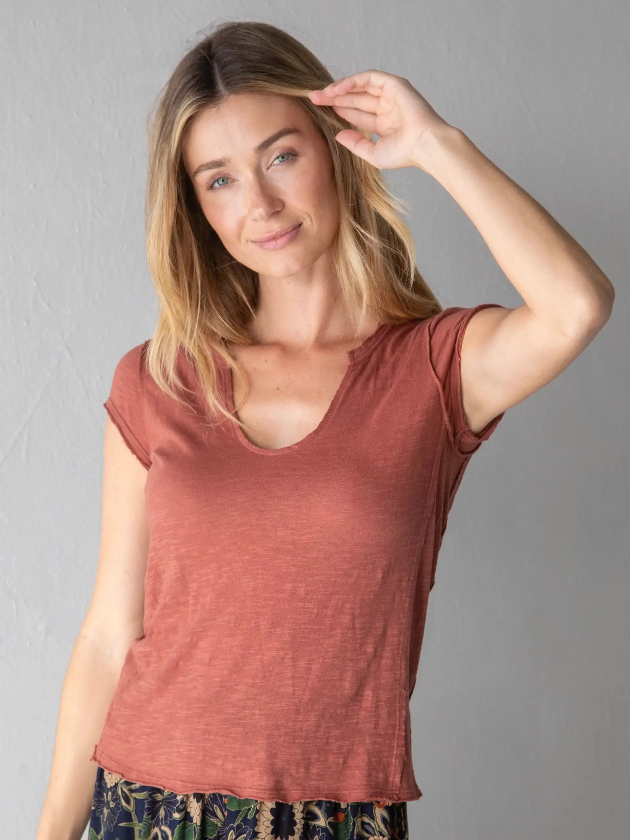 Molly Cotton Tee Shirt - Rust sold by NATURAL LIFE