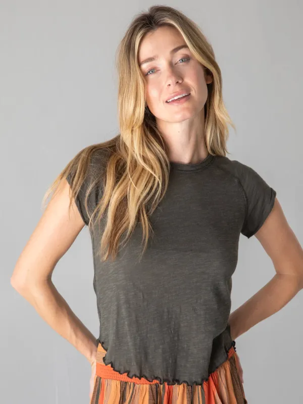Lily Cotton Short Sleeve Tee Shirt - Charcoal made by NATURAL LIFE