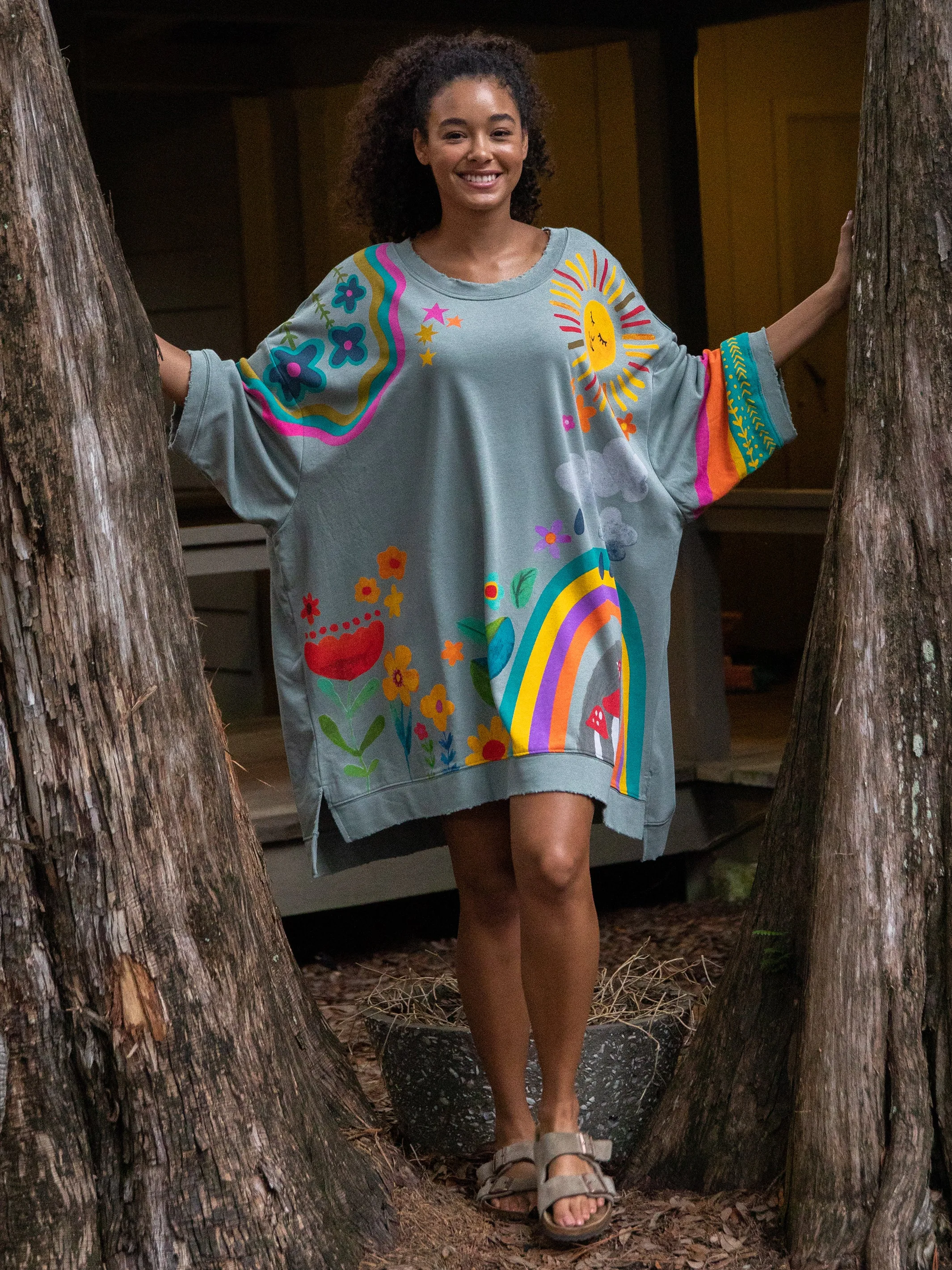 Billie Oversized Sweatshirt - Dusty Blue Rainbow sold by NATURAL LIFE product image thumbnail 3
