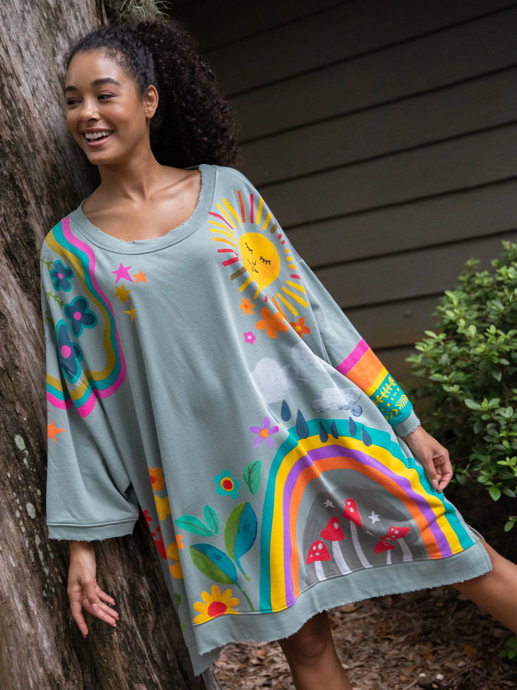 Billie Oversized Sweatshirt - Dusty Blue Rainbow sold by NATURAL LIFE