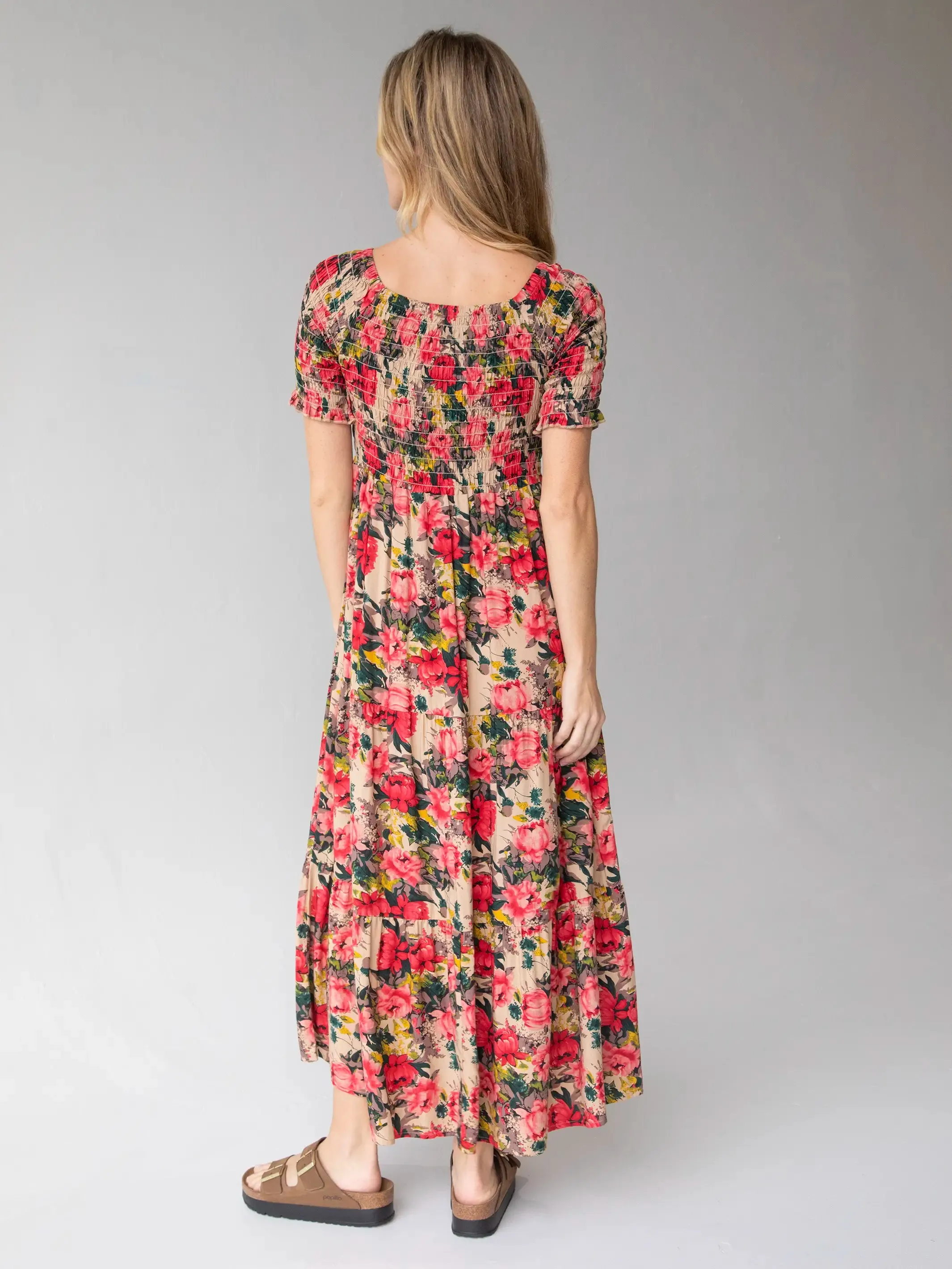 Daisy Tiered Maxi Dress - Tan Red Roses sold by NATURAL LIFE product image thumbnail 3