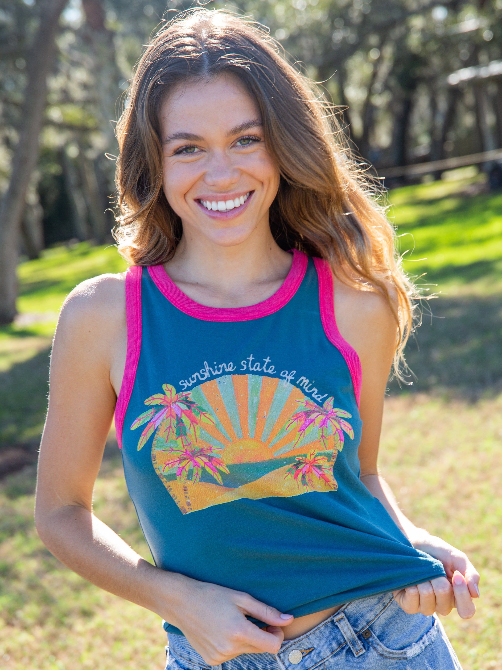 Ringer Tank Top - Sunshine State of Mind sold by NATURAL LIFE