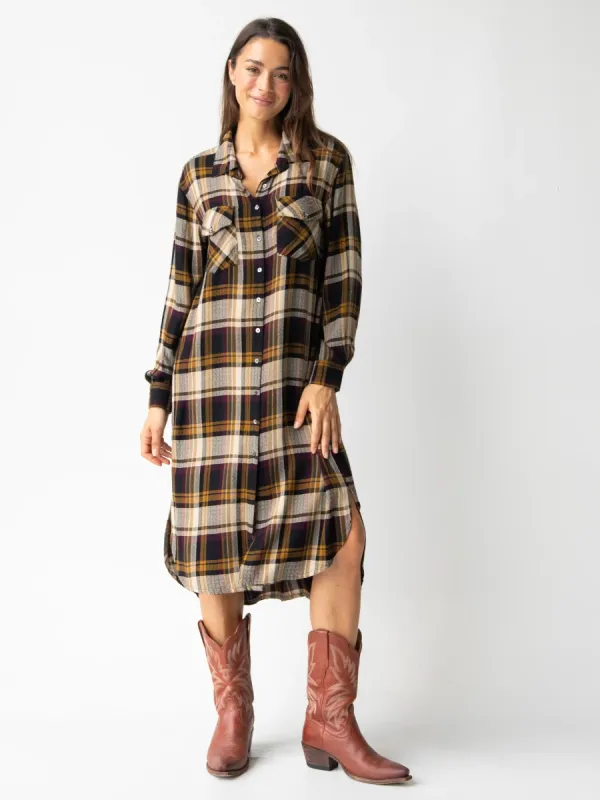 Cooper Shirt Dress - Black Tan Plaid sold by NATURAL LIFE