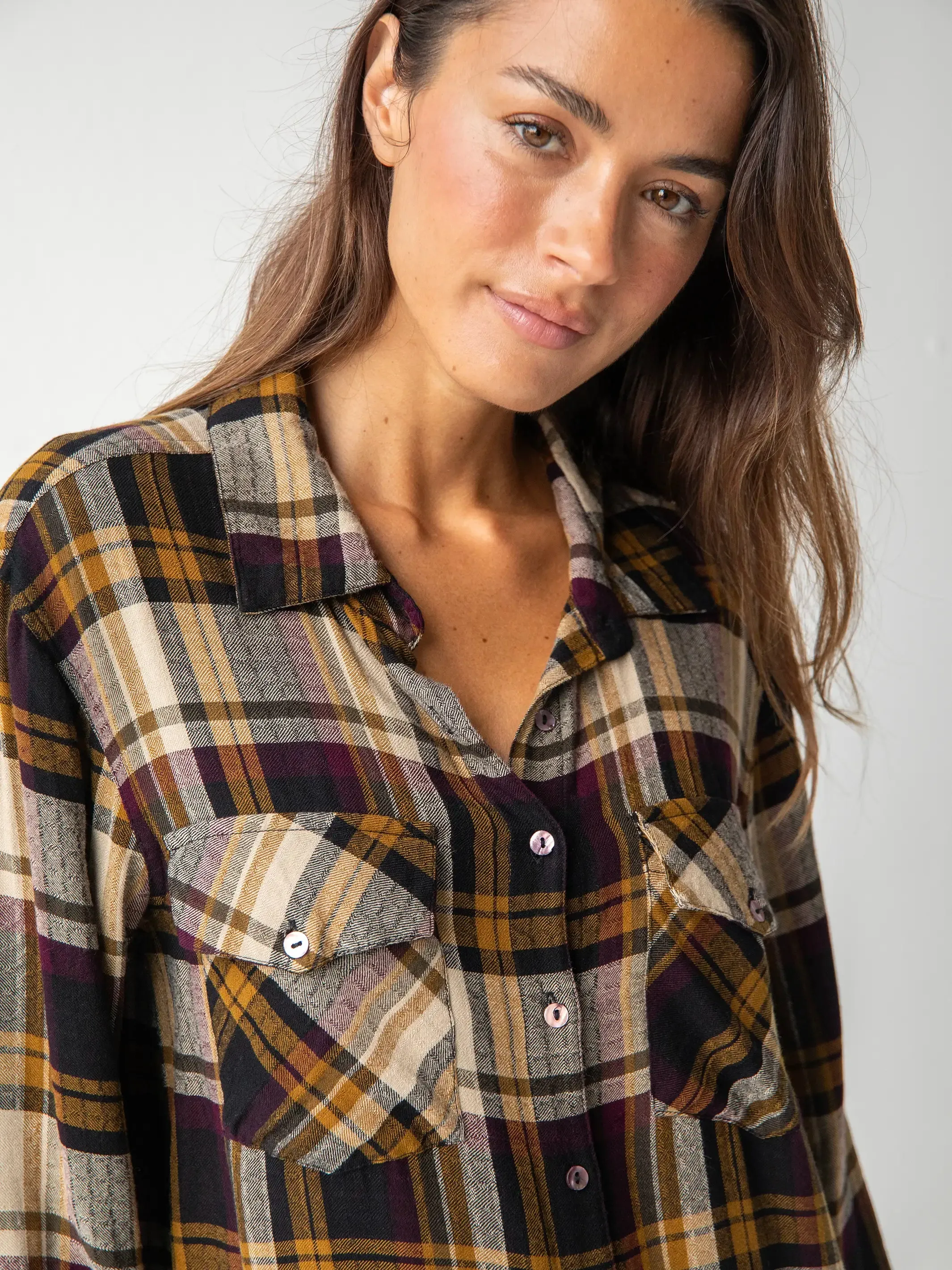 Cooper Shirt Dress - Black Tan Plaid sold by NATURAL LIFE product image thumbnail 3
